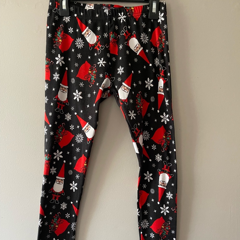 Santa Fleece Leggings for Girls, Size L- 14/16